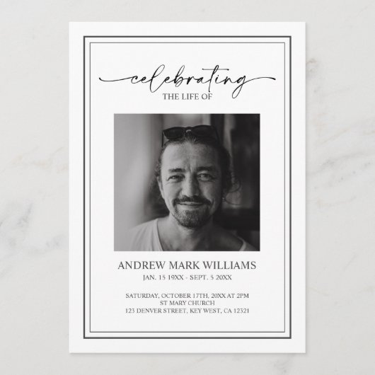 Elegante begrafenis orde van dienst programmakaart (Voorkant)