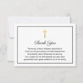 Elegante begrafenis religieuze dank u Cross Bedankkaart (Voorkant)