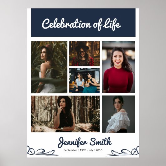 Elegante begrafenis welkomstbord collage poster (Voorkant)