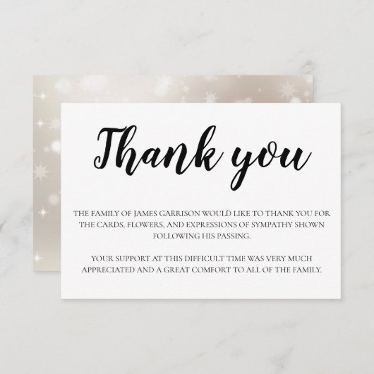 Elegante begrafenis zwart wit dank u bedankkaart (Voorkant / Achterkant)