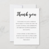 Elegante begrafenis zwart wit dank u met foto bedankkaart (Voorkant)