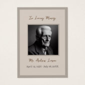 Elegante begrafenisdienst gebedsgebed Kaart (Voorkant)