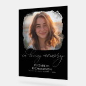 Elegante begrafenisfoto in liefdevolle herinnering acryl bord (Hoek)