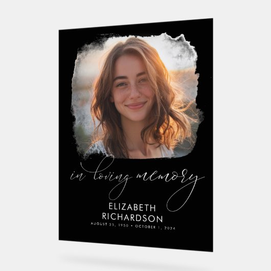 Elegante begrafenisfoto in liefdevolle herinnering acryl bord (Hoek)