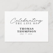 Elegante begrafenisviering van het leven Deel een  Informatiekaartje (Achterkant)