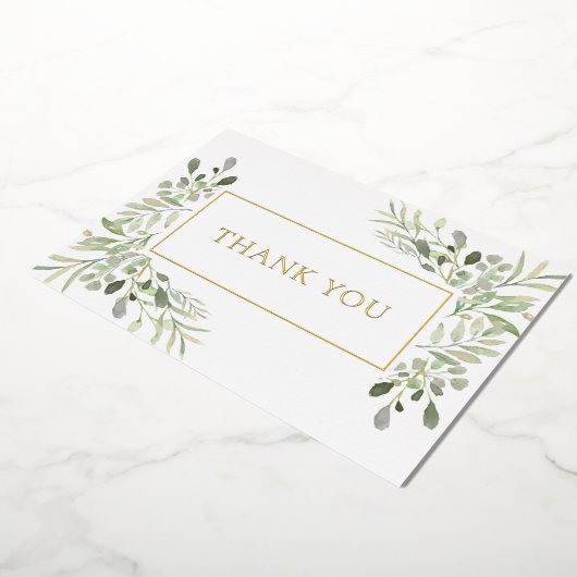 Elegante Begroeiing Gebladerte Goud Folie Bedankka Folie Uitnodiging (Gedraaid)