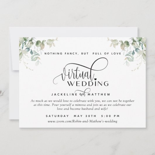 Elegante Begroeiing, Unieke Online Virtuele Bruilo Save The Date (Voorkant)