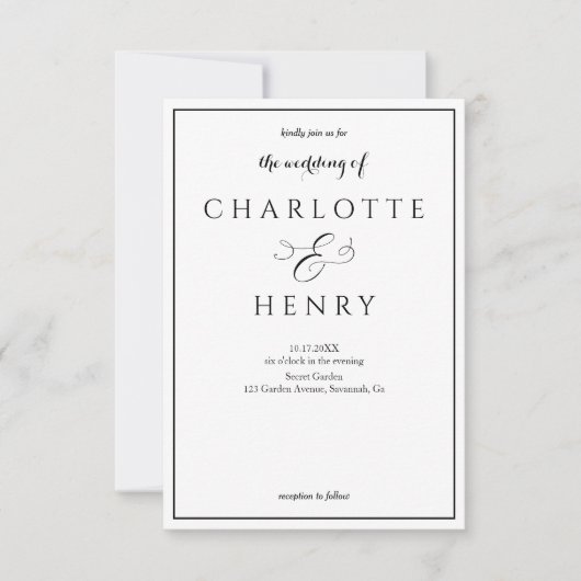 Elegante Begroting QR Code Bruiloft Kaart (Voorkant)