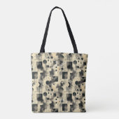 Elegante beige Abstracte gepersonaliseerde Canvas Tote Bag (Achterkant)