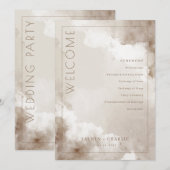 Elegante Beige Aquarel Trouwceremonie Schema Programmakaart (Voorkant / Achterkant)