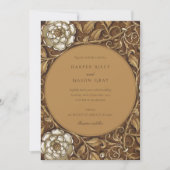 Elegante Beige Art Nouveau Bloemenbruiloft Kaart (Voorkant)