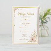 Elegante Beige Babyshower Uitnodiging (Staand voorkant)