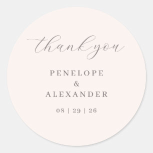Elegante Beige Bedankbriefje Ronde Sticker