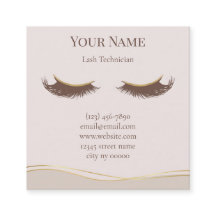 Elegante beige bedankkaart voor wimperspecialist