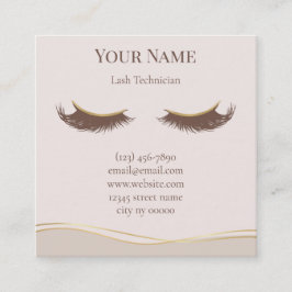 Elegante beige bedankkaart voor wimperspecialist klantenkaartje