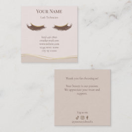 Elegante beige bedankkaart voor wimperspecialist klantenkaartje