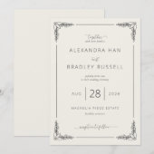 Elegante Beige Blad Bewegingen Kaart (Voorkant / Achterkant)