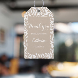 Elegante beige bladeren Vrijgezellenfeest Cadeau L Cadeaulabel