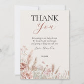 Elegante Beige Bloemen Baby in Bloom Bedankkaart (Voorkant)