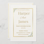 Elegante Beige Bloemen Bruiloft Uitnodiging Uitnod (Voorkant / Achterkant)