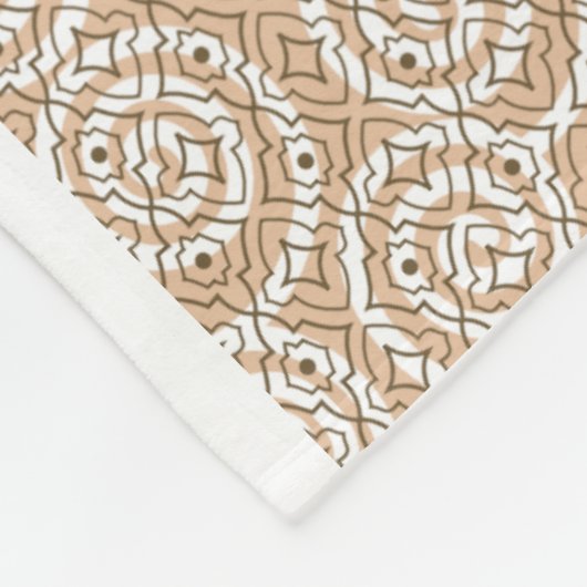 Elegante Beige Bloemen Medallion Fleece Deken (Hoek)