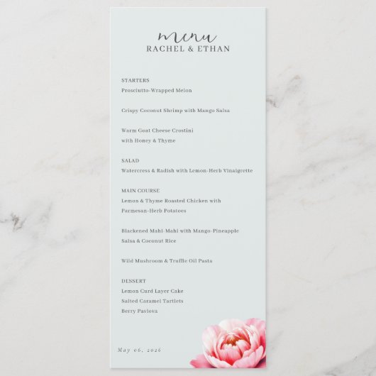 Elegante Beige Bloemen Menu (Voorkant)