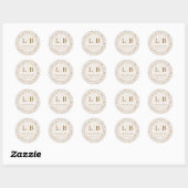 Elegante Beige Bloemen Ronde Sticker (Vel)