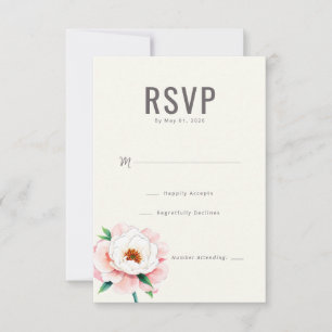 Elegante Beige Bloemen RSVP Kaartje