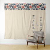 Elegante Beige Bloemen Wandkleed (In Situ (horizontaal))
