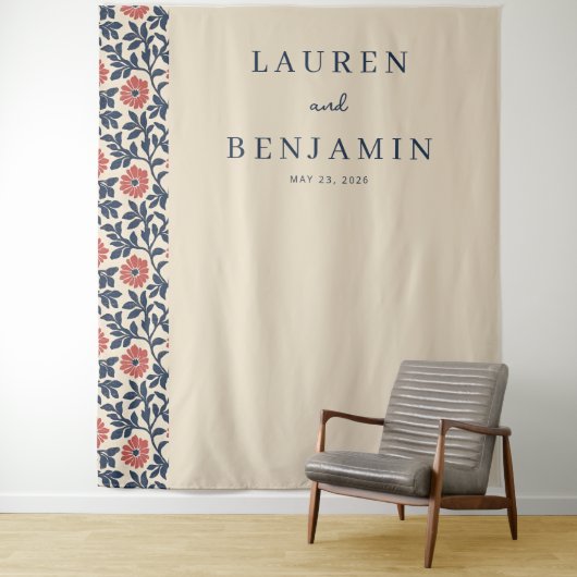 Elegante Beige Bloemen Wandkleed (In situ)