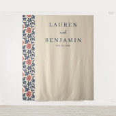 Elegante Beige Bloemen Wandkleed (Voorkant)