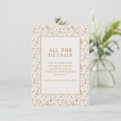 Elegante Beige Bloemendetails Informatiekaartje (Staand voorkant)
