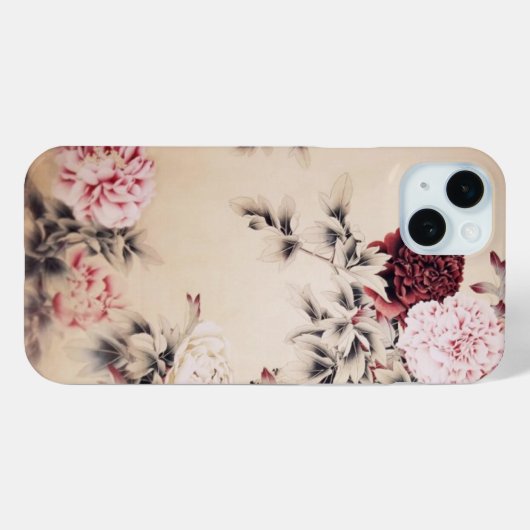 elegante  beige bloemeniPhone 6 hoesje (Achterkant (horizontaal))