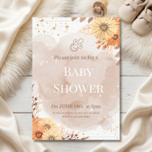 Elegante Beige Bloemenkleuren Baby Shower