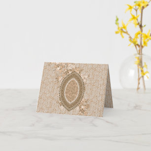 Elegante Beige Bloemenmedaillon Vouwkaart Kaart