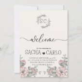 Elegante Beige Bloemenrijke bruiloft uitnodigingsk Kaart (Voorkant)