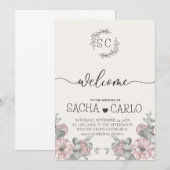 Elegante Beige Bloemenrijke bruiloft uitnodigingsk Kaart (Voorkant / Achterkant)