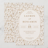 Elegante Beige Bloemige Botanische Kaart (Voorkant / Achterkant)
