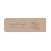 Elegante Beige Bloemige Bruiloft Etiket (Voorkant)