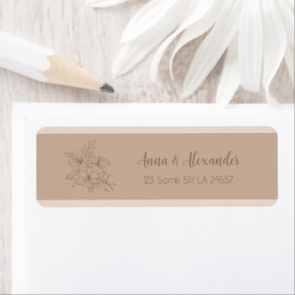 Elegante Beige Bloemige Bruiloft Etiket