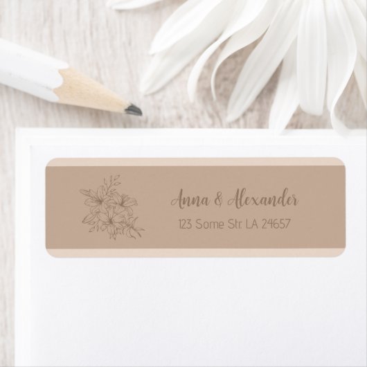 Elegante Beige Bloemige Bruiloft Etiket (Insitu)