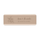 Elegante Beige Bloemige Bruiloft Etiket (Voorkant)