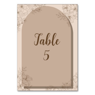 Elegante Beige Bloemige Bruiloft Kaart