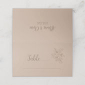 Elegante Beige Bloemige Bruiloft Plaatskaartje (Buitenkant ongevouwen)