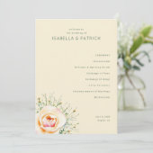 Elegante Beige Bloemige Bruiloft Programmakaart (Staand voorkant)