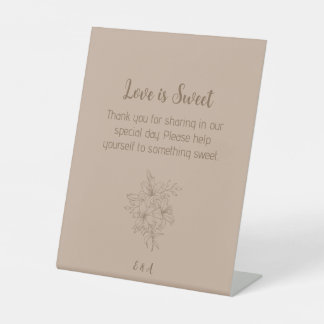 Elegante Beige Bloemige Bruiloft Reclamebord Met Voetstuk
