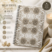 Elegante Beige Bloemige Journal Notebook Notitieboek