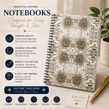 Elegante Beige Bloemige Journal Notebook