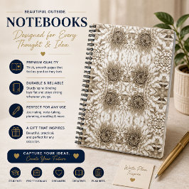 Elegante Beige Bloemige Journal Notebook Notitieboek