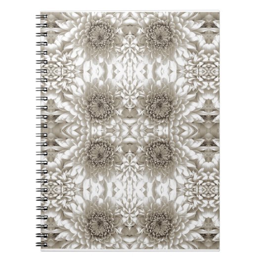 Elegante Beige Bloemige Journal Notebook Notitieboek (Voorkant)